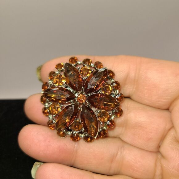 Topaz and Gold Tone Color Brooch - Picture 2 of 6